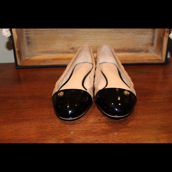 Tory Burch Claremont Quilted Leather Cap Toe Flats - Picture 2 of 6